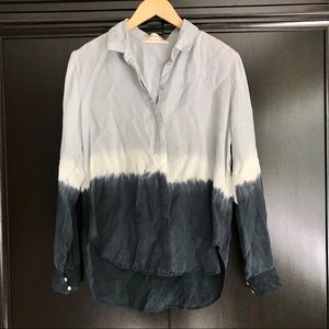NWT CLOTH & STONE GREY + WHITE DIP DYE BUTTON SHIRT